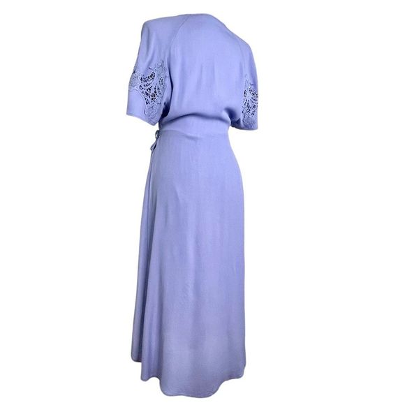 ASTR the Label Lilac wrap dress with short flutter crochet sleeves, M, EUC - Picture 6 of 15